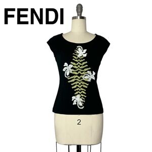 rare 2004 Fendi beaded floral tank top